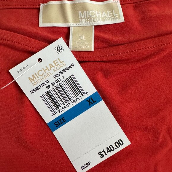 Michael Kors DRK Persimmon red Maxi dress sz XL halter chain-strap pull-on new - Picture 5 of 10